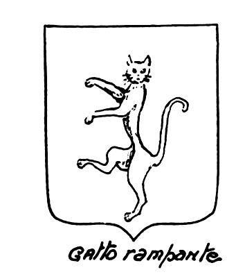 Bild des heraldischen Begriffs: Gatto rampante